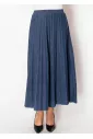 Deep Blue Denim Pleated Skirt