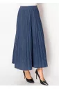 Deep Blue Denim Pleated Skirt