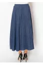 Deep Blue Denim Pleated Skirt