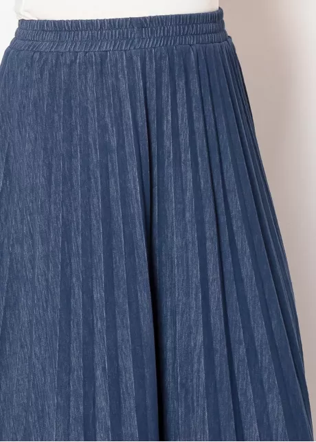 Deep Blue Denim Pleated Skirt