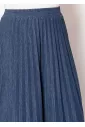 Deep Blue Denim Pleated Skirt