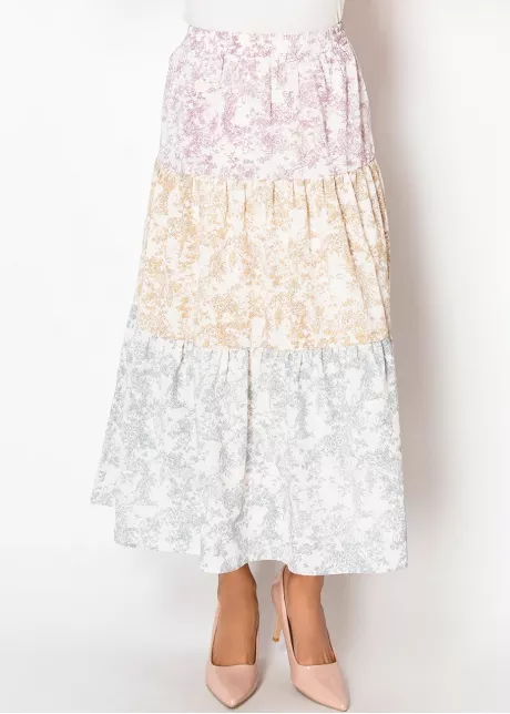 Pastel Floral Tiered Skirt