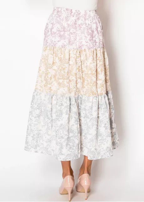 Pastel Floral Tiered Skirt