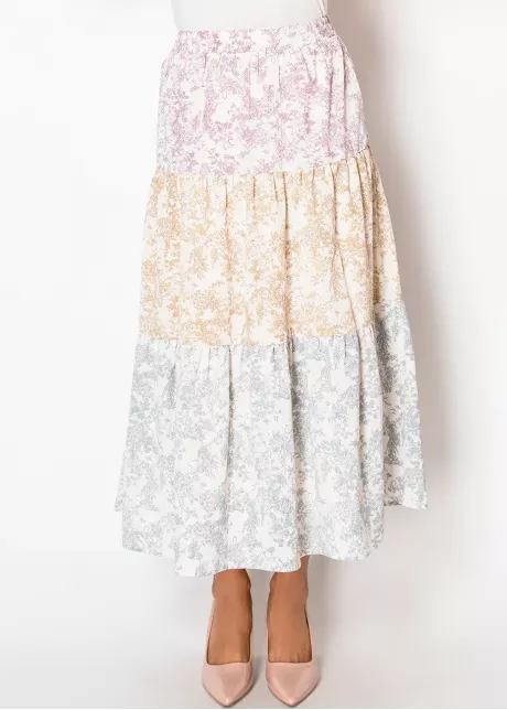 Pastel Floral Tiered Skirt