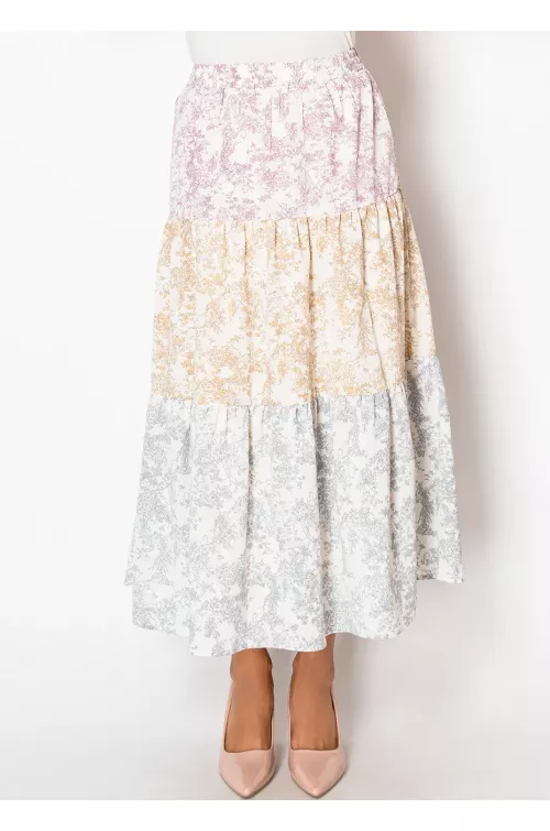 Pastel Floral Tiered Skirt