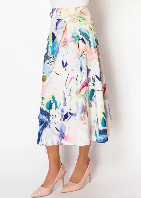 Flowy Wrap Skirt in Watercolor Print
