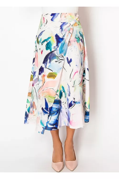 Flowy Wrap Skirt in Watercolor Print