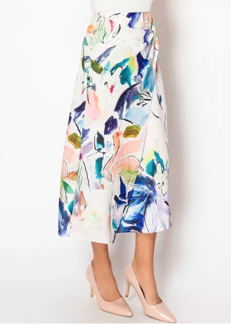 Flowy Wrap Skirt in Watercolor Print