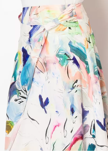 Flowy Wrap Skirt in Watercolor Print