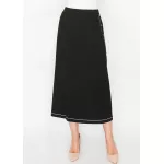 Black Button Detail A-Line Skirt