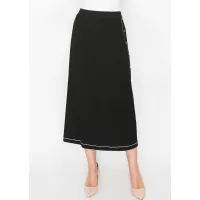 Black Button Detail A-Line Skirt