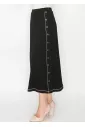 Black Button Detail A-Line Skirt