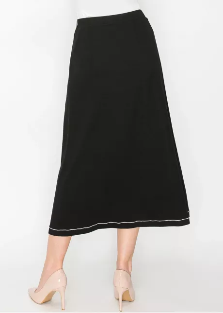 Black Button Detail A-Line Skirt