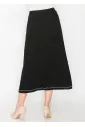 Black Button Detail A-Line Skirt