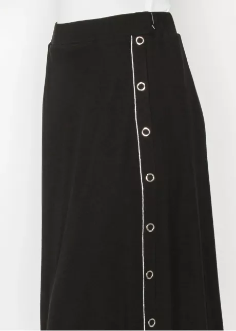 Black Button Detail A-Line Skirt