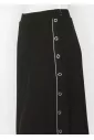 Black Button Detail A-Line Skirt