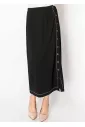 Black Knit Skirt with Buttoned Side Detail