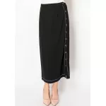 Black Knit Skirt with Buttoned Side Detail