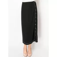 Black Knit Skirt with Buttoned Side Detail