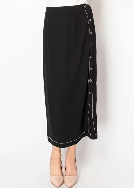 Black Knit Skirt with Buttoned Side Detail Black Knit Skirt with Buttoned Side Detail