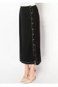 Black Knit Skirt with Buttoned Side Detail