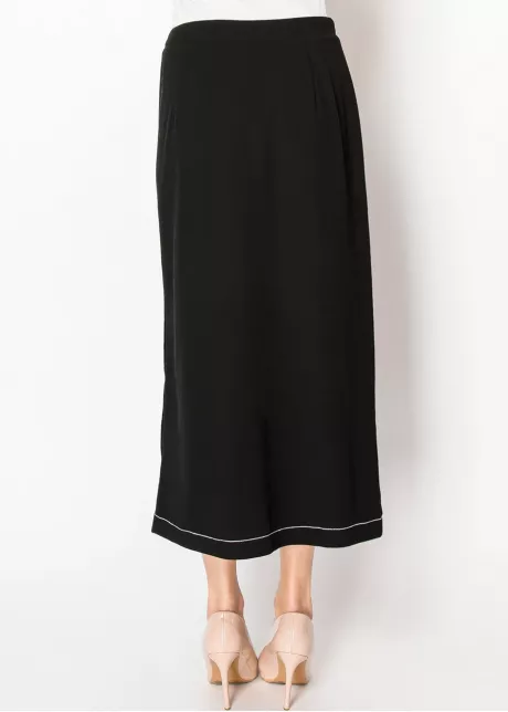 Black Knit Skirt with Buttoned Side Detail