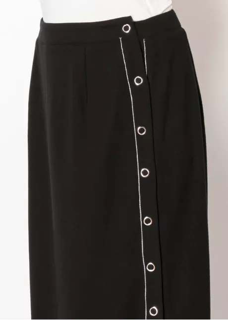 Black Knit Skirt with Buttoned Side Detail