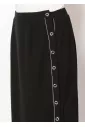 Black Knit Skirt with Buttoned Side Detail