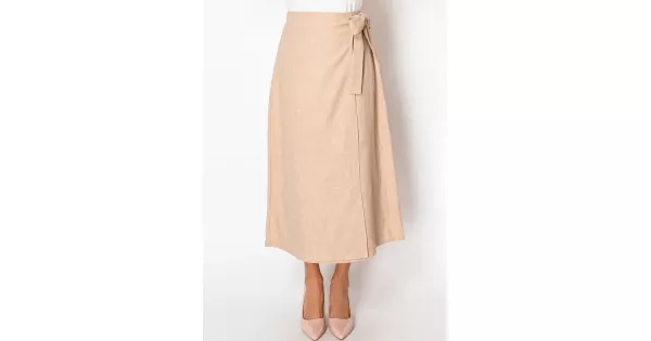Beige Bow-Tie Wrap Skirt | Modest Women Clothing - YAL New York