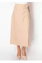 Beige Bow-Tie Wrap Skirt