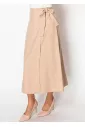 Beige Bow-Tie Wrap Skirt