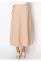 Beige Bow-Tie Wrap Skirt