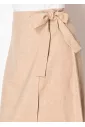 Beige Bow-Tie Wrap Skirt