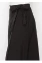 Black Wrap Midi Skirt with Tie Waist