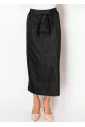 Black Denim Wrap Tie Skirt