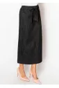 Black Denim Wrap Tie Skirt