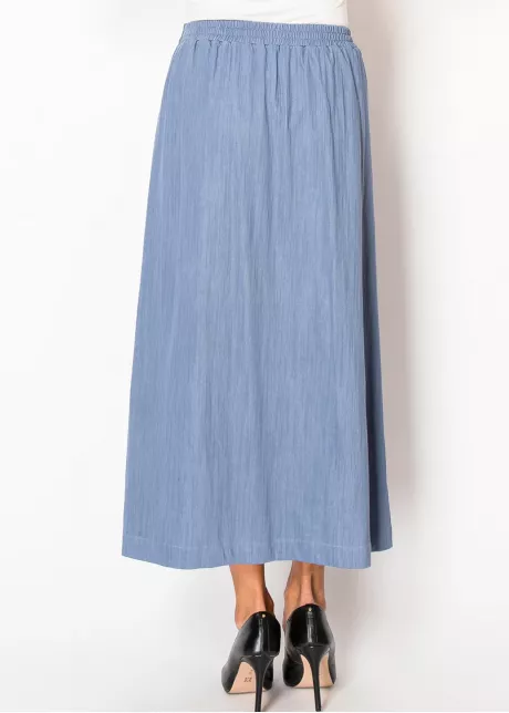 Soft Blue Denim Tie-Waist Skirt