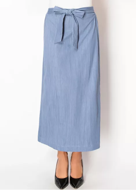 Soft Blue Denim Tie-Waist Skirt Soft Blue Denim Tie-Waist Skirt
