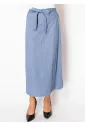 Soft Blue Denim Tie-Waist Skirt