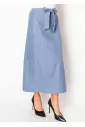 Soft Blue Denim Tie-Waist Skirt