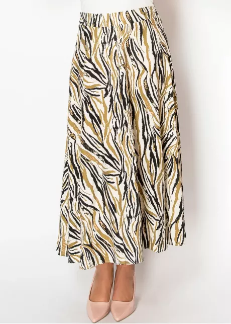 Golden Zebra Print Midi Skirt