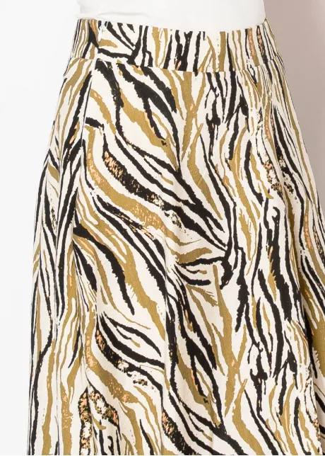 Golden Zebra Print Midi Skirt