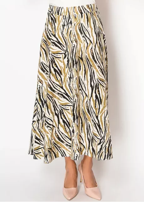 Golden Zebra Print Midi Skirt