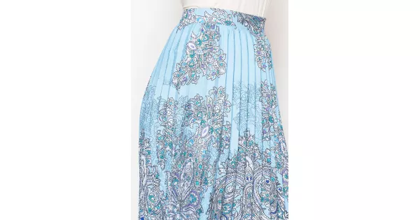 Blue Paisley Pleated Midi Skirt | Modest Women Clothing