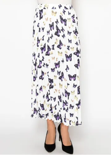 White Butterfly Pleated Skirt