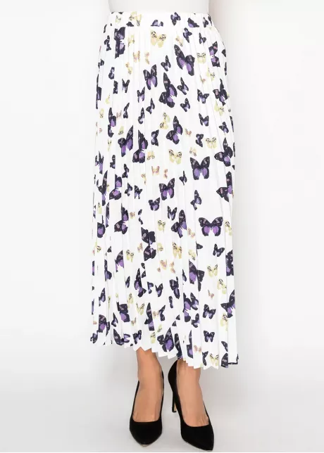 White Butterfly Pleated Skirt