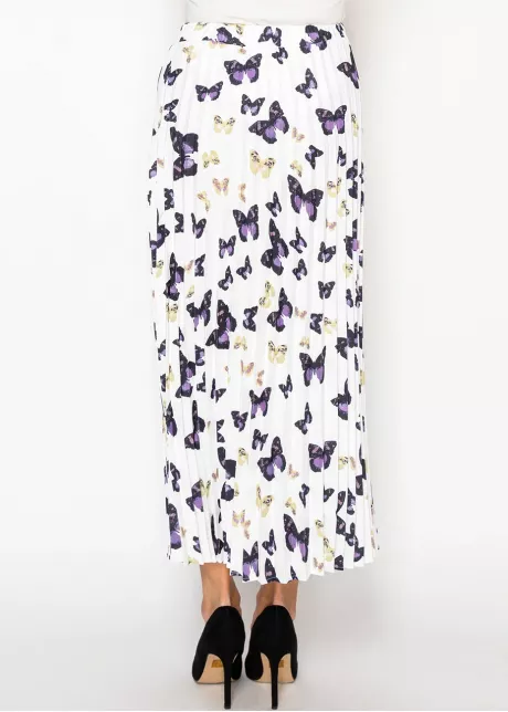 White Butterfly Pleated Skirt