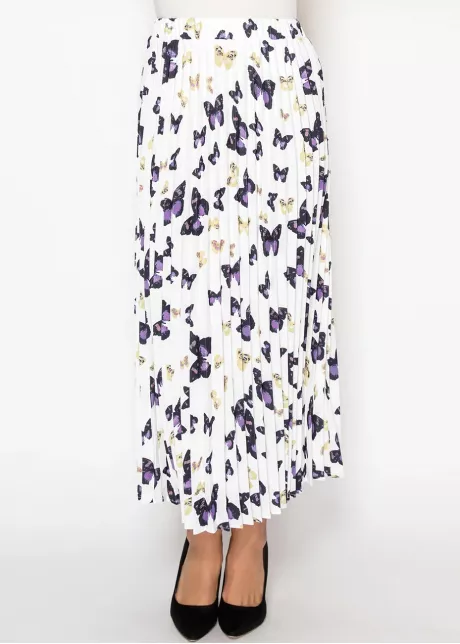 White Butterfly Pleated Skirt