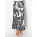 Blue and Brown Pleated Tie-Dye Skirt