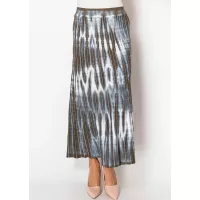 Blue and Brown Pleated Tie-Dye Skirt
